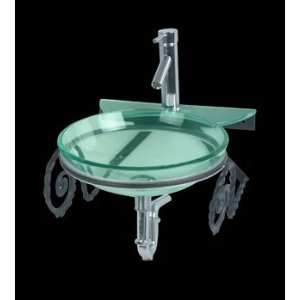  South Beach Tempered Blue Glass Wall Mount Vessel Sink 