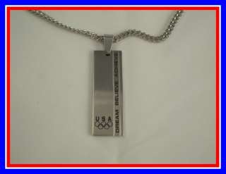 Olympic Silver Necklace  Dream, Believe, Achieve  