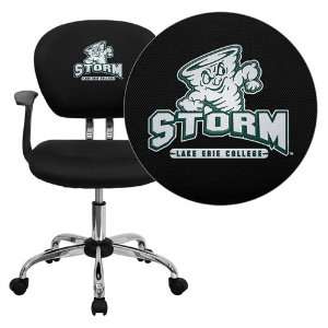   Storm Embroidered Black Mesh Task Chair with Arms and Chrome Base