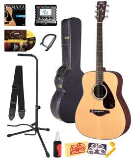 Yamaha FG700S Folk Acoustic Guitar Bundle w/Case,Strap,Stand,Polish 