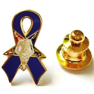   Star OES Purple Ribbon Awareness Alzheimers Lapel Pin 