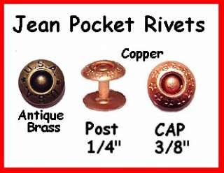 Antique Brass color ~ Jean Pocket RIVETS  