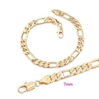 Fashion 18K Solid Yellow Gold Filled Charm bracelet 170 * 7mm  