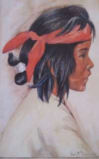   AMERICAN INDIAN BOY WATERCOLOR PAINTING~ARTIST SIGND~DAUGHERTY~LISTED