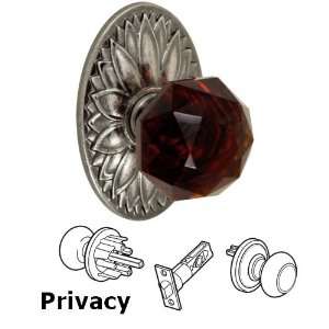  Privacy amber crystal glass knob with oval floral rose in 