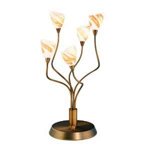  Source LS 2677BRZ/AMB Newport 5 Lite Table Lamp, Bronze with Amber 