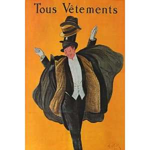 MAN HAT TOUS VETEMENTS FRENCH FRANCE SMALL VINTAGE POSTER REPRO 
