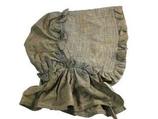 Antique Ladies Cotton Chambray Bonnet 1880s  