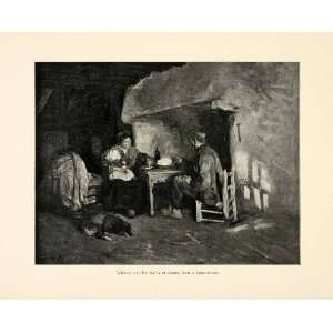 1899 Print Laborer Labouer Family Dinner Dutch Painter Albert Neuhuys 