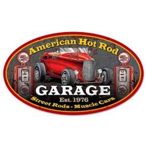  American Hot Rod Automotive Oval Metal Sign   Garage Art 