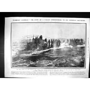  1918 Photograph Crew U boat Surrendering American 