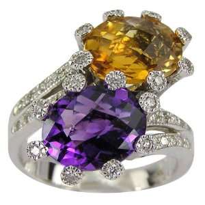  Citrine and Amethyst Diamond Ring   5.5 DaCarli Jewelry