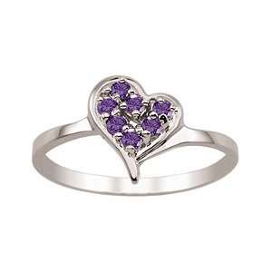  Amethyst Heart Birthstone Ring Jewelry
