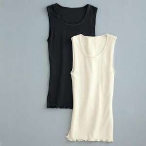   Silk/Wool Wide Strap Camisole ( Medium, White )