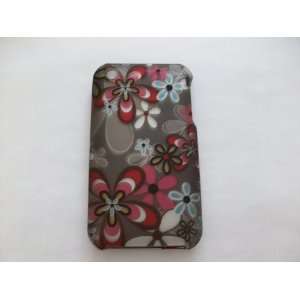  iPhone 3G/3GS    Red Colorful Flowers Grey Hard Phone Case 