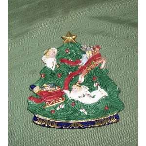   FITZ & FLOYD CHRISTMAS TREE SANTA CANAPE PLATE 1997 