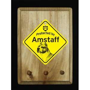  Amstaff Dog Protected By Sign Key/Leash Holders Pet 