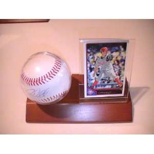  ROY Oswalt Signed Autographed Baseball & Holder Plus Card 