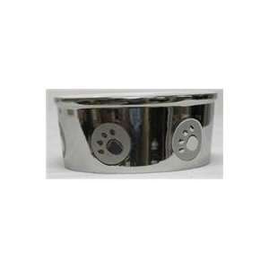  Best Quality Paw Print Titanium Dog Dish / Silver Size 7 