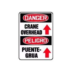   CRANE OVERHEAD (ARROW UP) (BILINGUAL) 14 x 10 Dura Plastic Sign