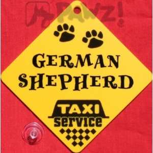 German Shepherd Dog Taxi Service Car Window Yellow Sign