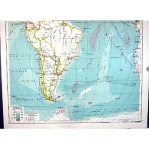  Cassell Antique Map 1920 South America Falkland Arctic Regions 
