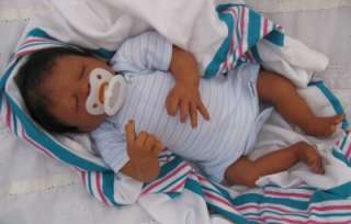   biracial AA lifelike realistic sleeping preemie baby boy OOAK  
