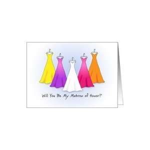  Matron of Honor Invitation, Rainbow Dresses Card Health 