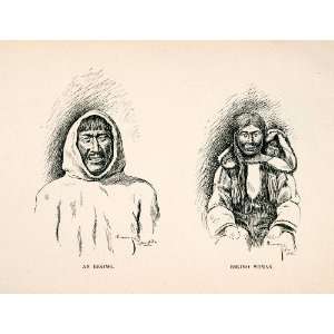 com 1898 Wood Engraving Inuit Inuk Eskimo Portraits Indigenous Canada 