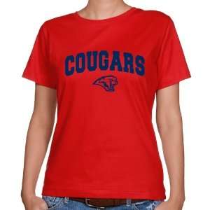  Houston Cougars Ladies Red Logo Arch Classic Fit T shirt 