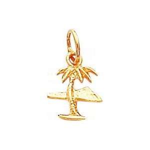  14K Gold Island & Palm Tree Charm Jewelry