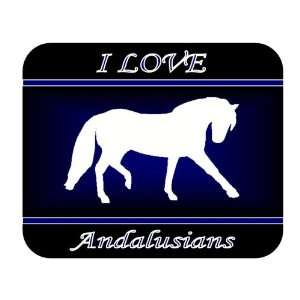  I Love Andalusian Horses Mouse Pad   Blue Design 