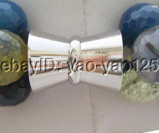 Round black and blue agate, faceted rondelle and five crystal, round 