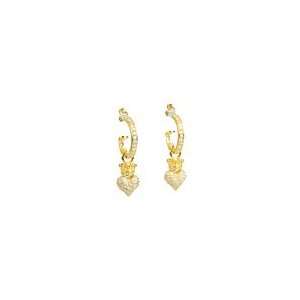 King Baby Studio Small Pave Cz Hoops Earring   Red 