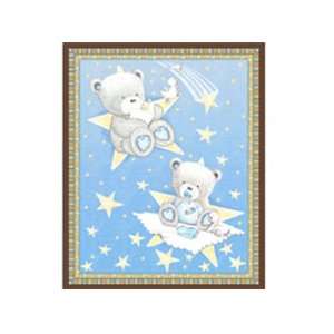 Baby Bear Hugs Boy Blue Nursery Quilt Cotton Fabric Panel 