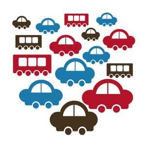 Oopsy daisy City Cars Red and Chocolate Wall Art 10x10