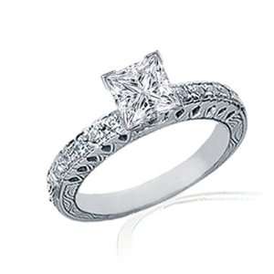 20 Ct Princess Cut Diamond Vintage Engagement Ring 14K CUTEXCELLENT 