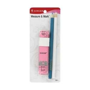  Singer Sewing Measure & Mark Tape Measure W/Two Fabric 