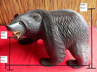47cm ROARING Wood Carved Japanese BEAR AINU KUMA  