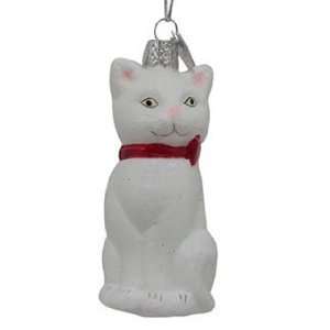 White Cat Christmas Ornament 