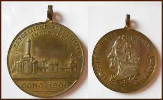 1899 Rare Exhibition Medal Volta Italian Scientist  