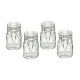 Kamenstein 4 Piece Square Glass Jars w/Hinged Lids, 3 oz. 037531019485 
