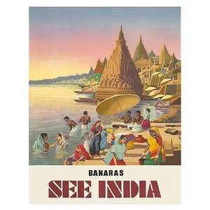  World Travel Poster Banaras See India 9 inch by 12 inch 