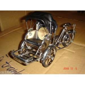 Vietnamese Traditional Transportation Chrome Color Metal Tricycle 