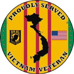  Vietnam Veteran with Vietnam Map Proudly Served Sticker 3 