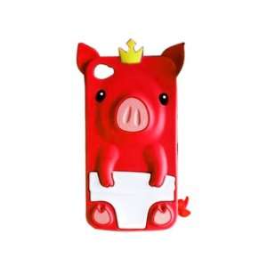  Red 3D Pig Cartoon Animal Silicone Gel Case Cover for 