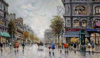 LARGE PARIS STREET Oil Painting Antonio DE VITY 1960s  