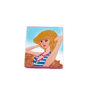    Blue and Pink Compact Double Mirror Blonde Beach Girl Beauty