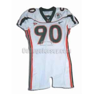  White No. 90 Team Issued Miami Nike Football Jersey (SIZE 