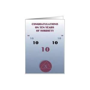  Sobriety Card Tenth Anniversary Card Health & Personal 
